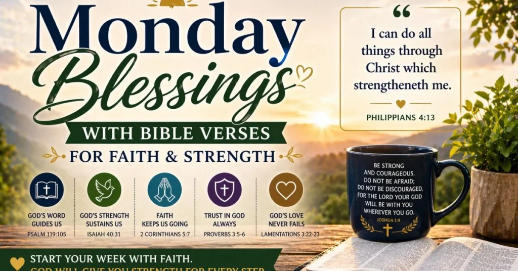Monday Blessings with Bible Verses for Faith & Strength