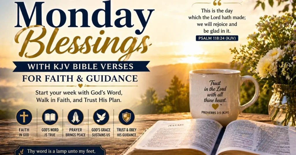 Monday Blessings with KJV Bible Verses for Faith & Guidance