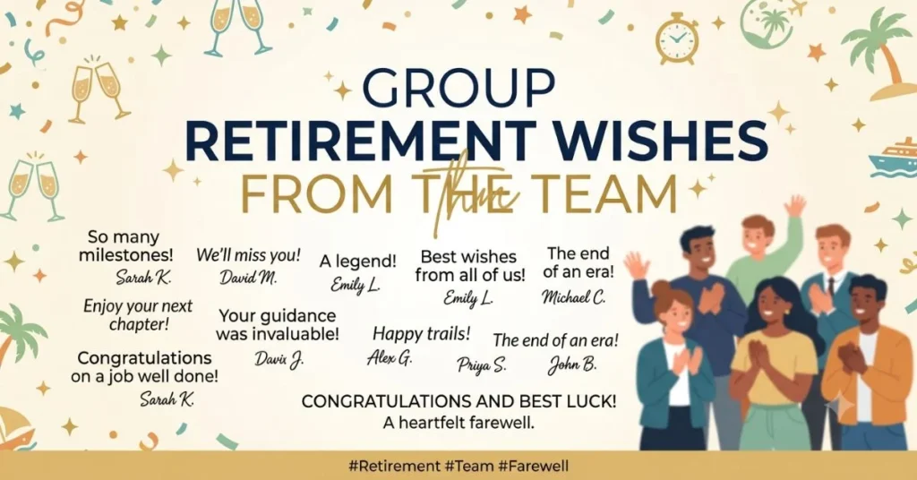 100+ Powerful Retirement Wishes for a Coworker That Matter 3 Group Retirement Wishes from the Team